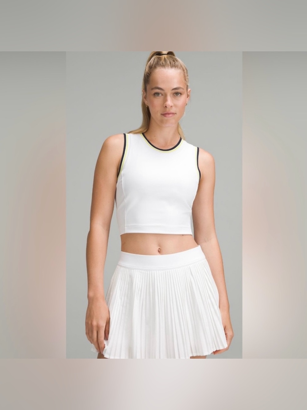 Lululemon Women’s Varsity Scoop-Neck Cropped Tennis Tank Top Size 12 LW1EYIS